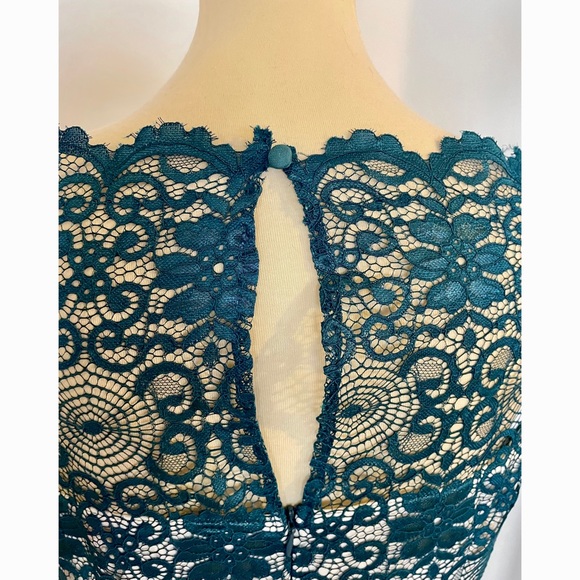 NWT XL Teal / Turquoise Lace Overlay Midi Dress - Picture 7 of 10